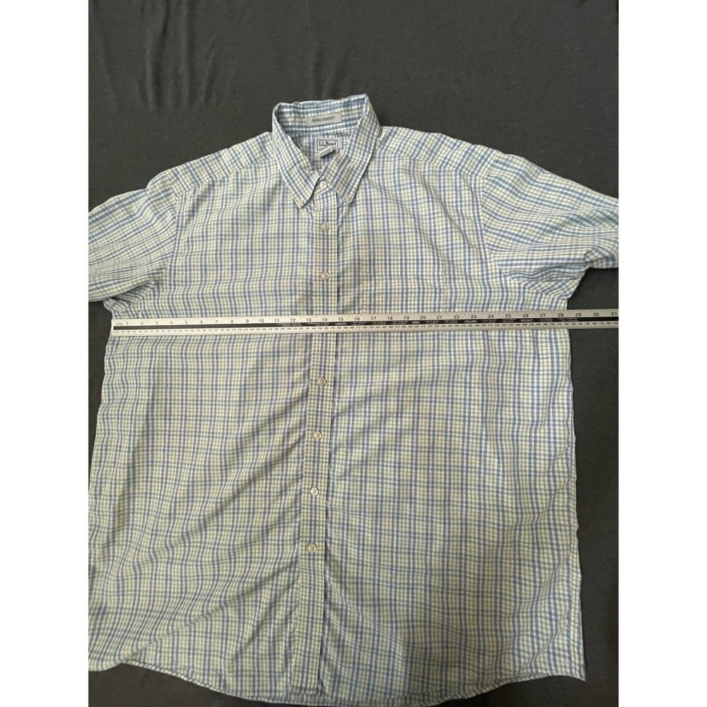 L.L.Bean Mens‎ XXL Tall Wrinkle Resistant Short Sleeve Plaid Button Down Shirt - Picture 8 of 8
